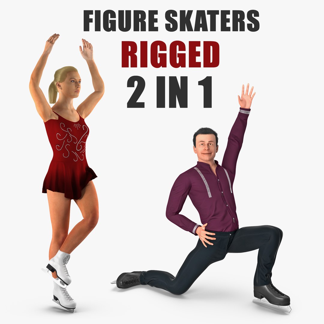 Rigged Figure Skaters Collection 3D model preview