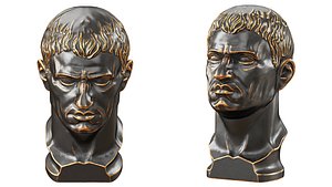 Metal head of Gaius Julius Caesar