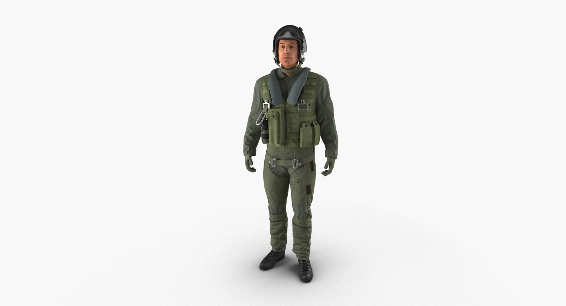 Military Jet Fighter Pilot Pose 2 3D model preview
