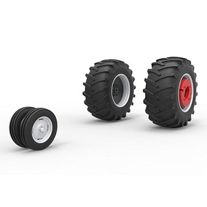 Wheel Set of Vintage Small block Pulling tractor Version 2 Scale 1 to 25 3D model