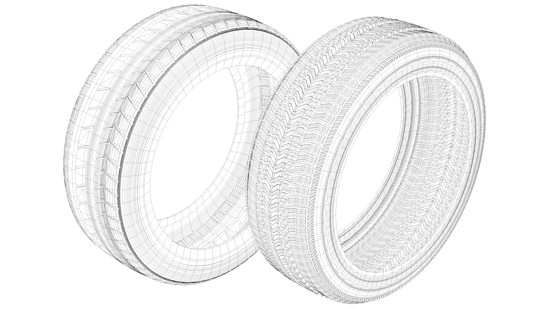 Two Tires Wheels 3D Model - TurboSquid 2304065