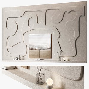 Tv wall kit Modern minimal Wavy shape composition 3D