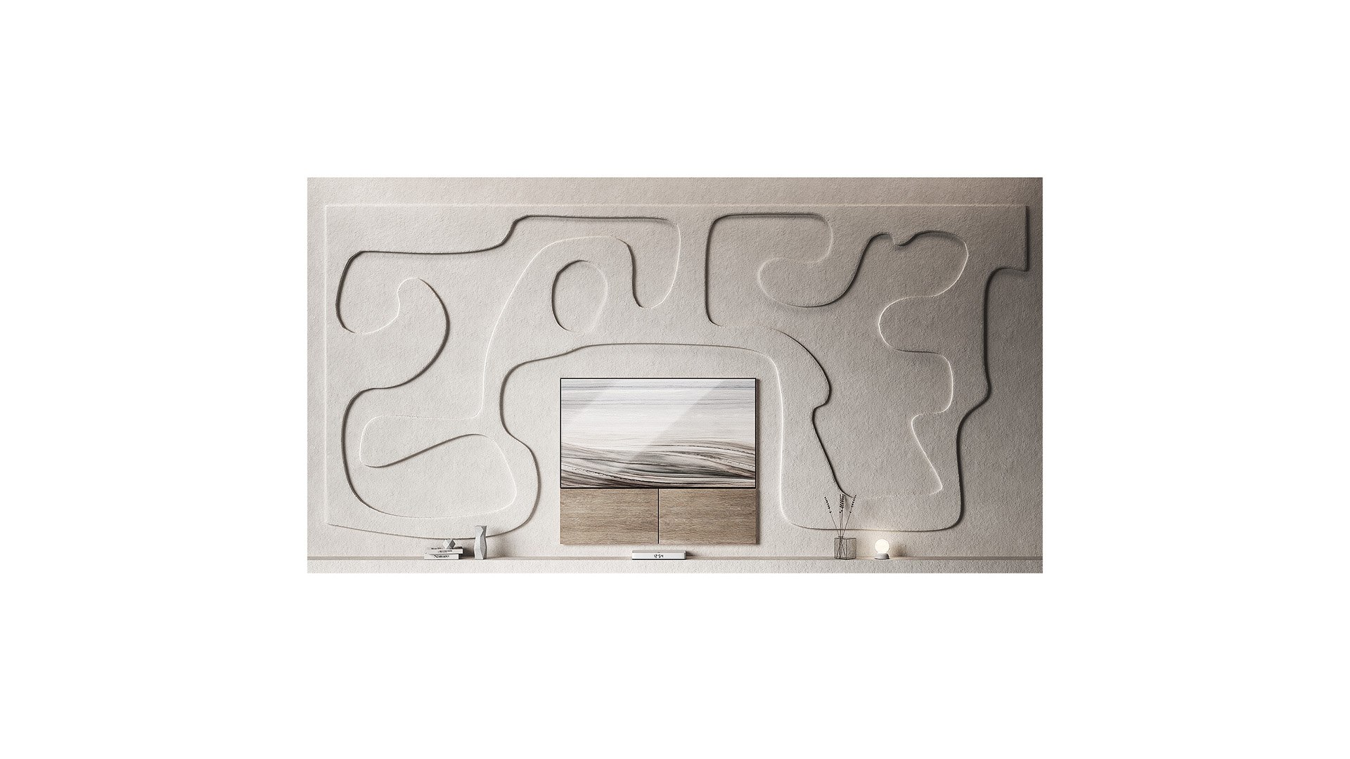 Tv Wall Kit Modern Minimal Wavy Shape Composition 3D - TurboSquid 2252621