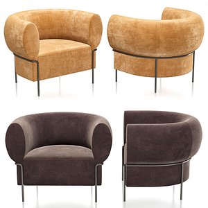 Contemporary Madda Lounge Chair in Velvet