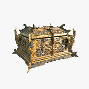 Oriental Mysterious Golden Treasure Chest 3D model