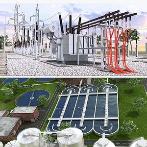 3D Water Treatment and Substation Plant Collection