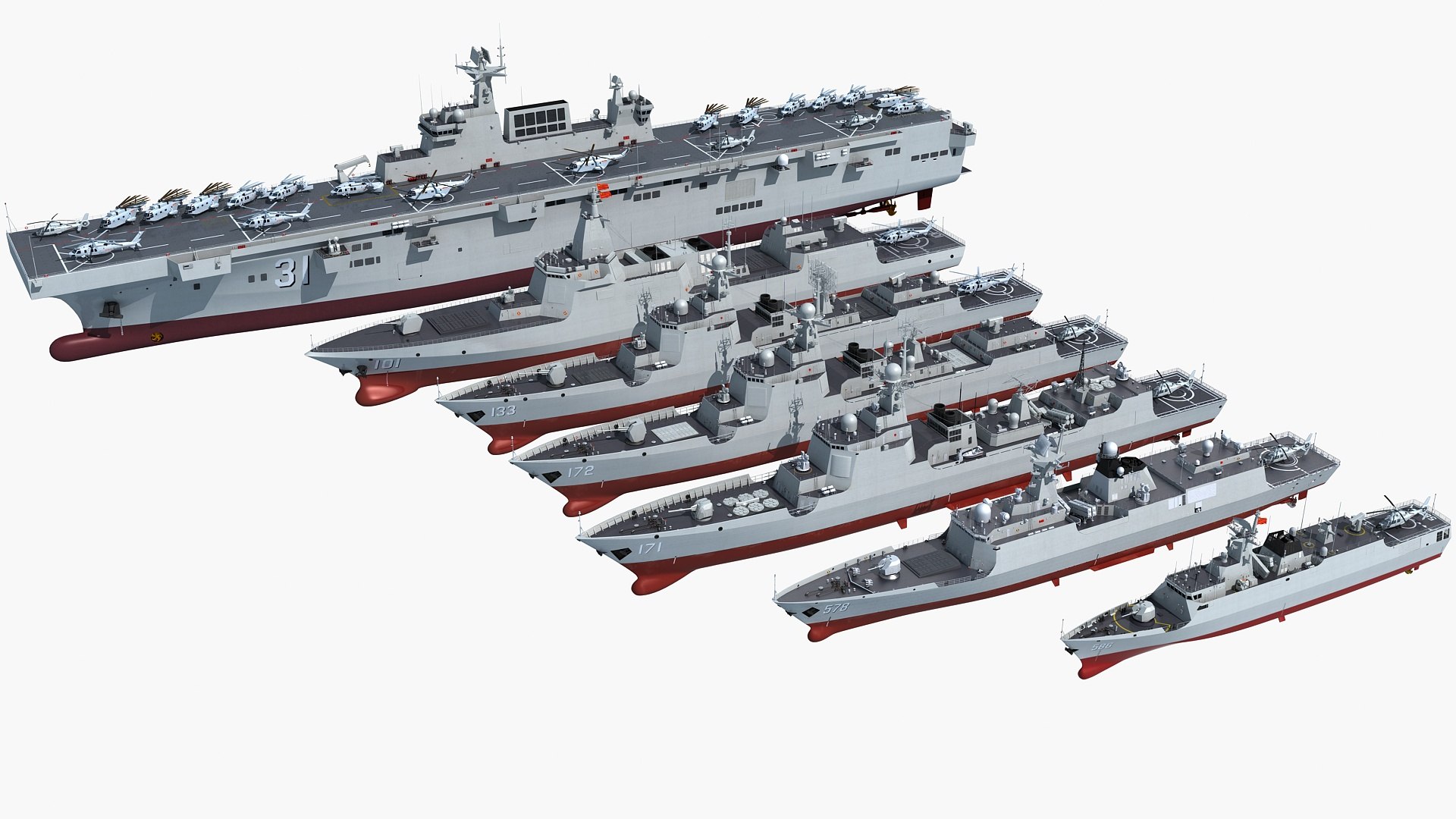 3D Chinese Navy Type 075 055 052DL 052D 052C 054A 056 https://p.turbosquid.com/ts-thumb/zd/YjABNp/xm/a01/jpg/1660101724/1920x1080/fit_q87/5586251db0d3f36beb24175cc1b6c59370c456b7/a01.jpg