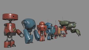 10 Cute Robots 3D model