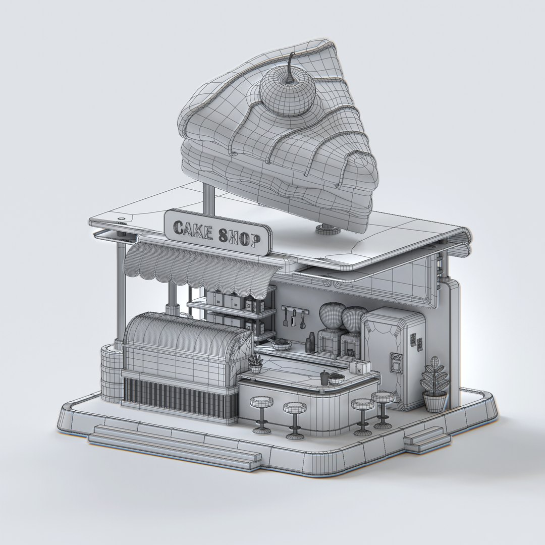 3D Isometric Cake Shop Model - TurboSquid 2330250