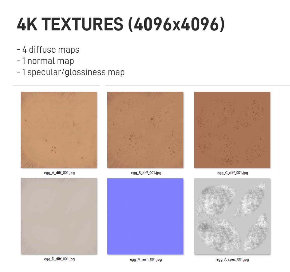 Pack of realistic eggs model https://p.turbosquid.com/ts-thumb/zd/hqK67M/ha/textures/jpg/1618027426/1920x1080/fit_q87/88bbd9f24ec9f0024b792d255f5bb4f11d0e2959/textures.jpg