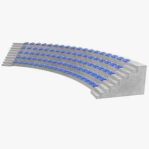 3D model Curved Concrete Bleachers