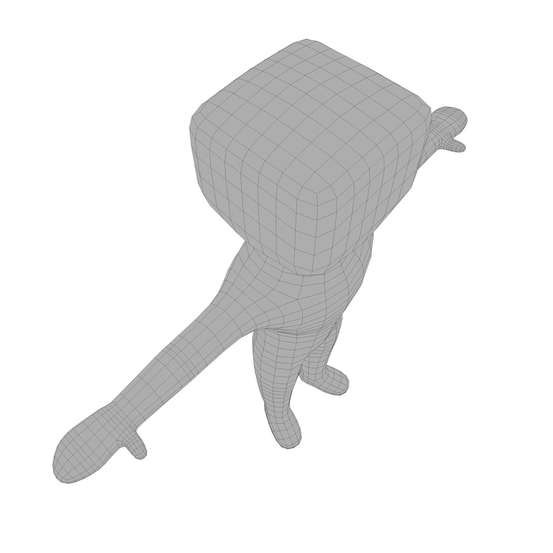 Small Man Square Head 3d Model