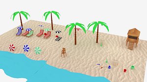 3D beach scene basic model