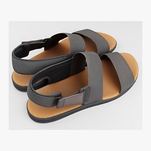 Dark brown leather sandals for men summer vacation fashion 3D