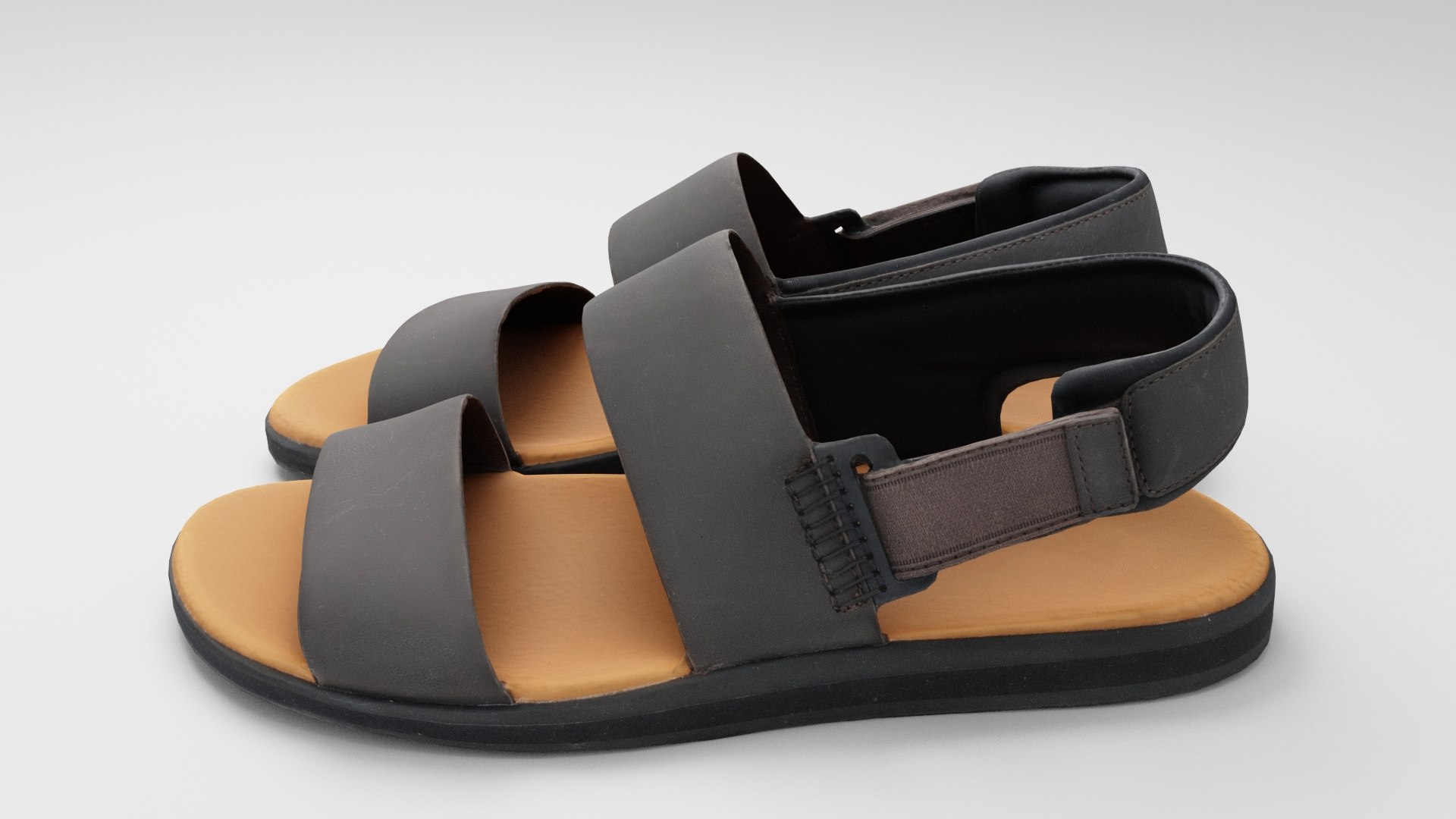 Dark brown leather sandals for men summer vacation fashion 3D ...