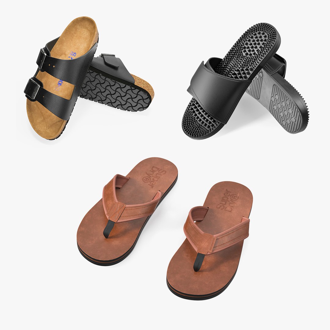 Men Sandals Collection 3D model preview