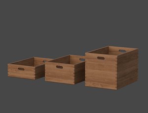 Low-Poly Wood Box 3D model