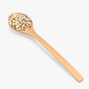 Wooden Spoon with Peeled Sunflower Seeds