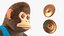 Windup Monkey Toy with Cymbals Blue Striped Fur for Cinema 4D
