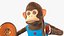 Windup Monkey Toy with Cymbals Blue Striped Fur for Cinema 4D