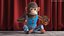 Windup Monkey Toy with Cymbals Blue Striped Fur for Cinema 4D