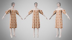 Dress 15 Warm Geometric Organic 3D model