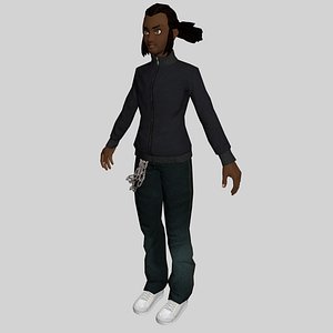 Black Young Man Low Poly Character