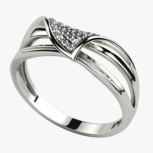 25 Diamonds Bended Fashion Gold Ring model