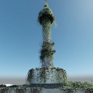 3d N Tower Seoul post apocalyptic
