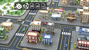 3D Cartoon Low Poly Modular City Pack