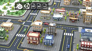 Cartoon Low Poly Modular City Pack