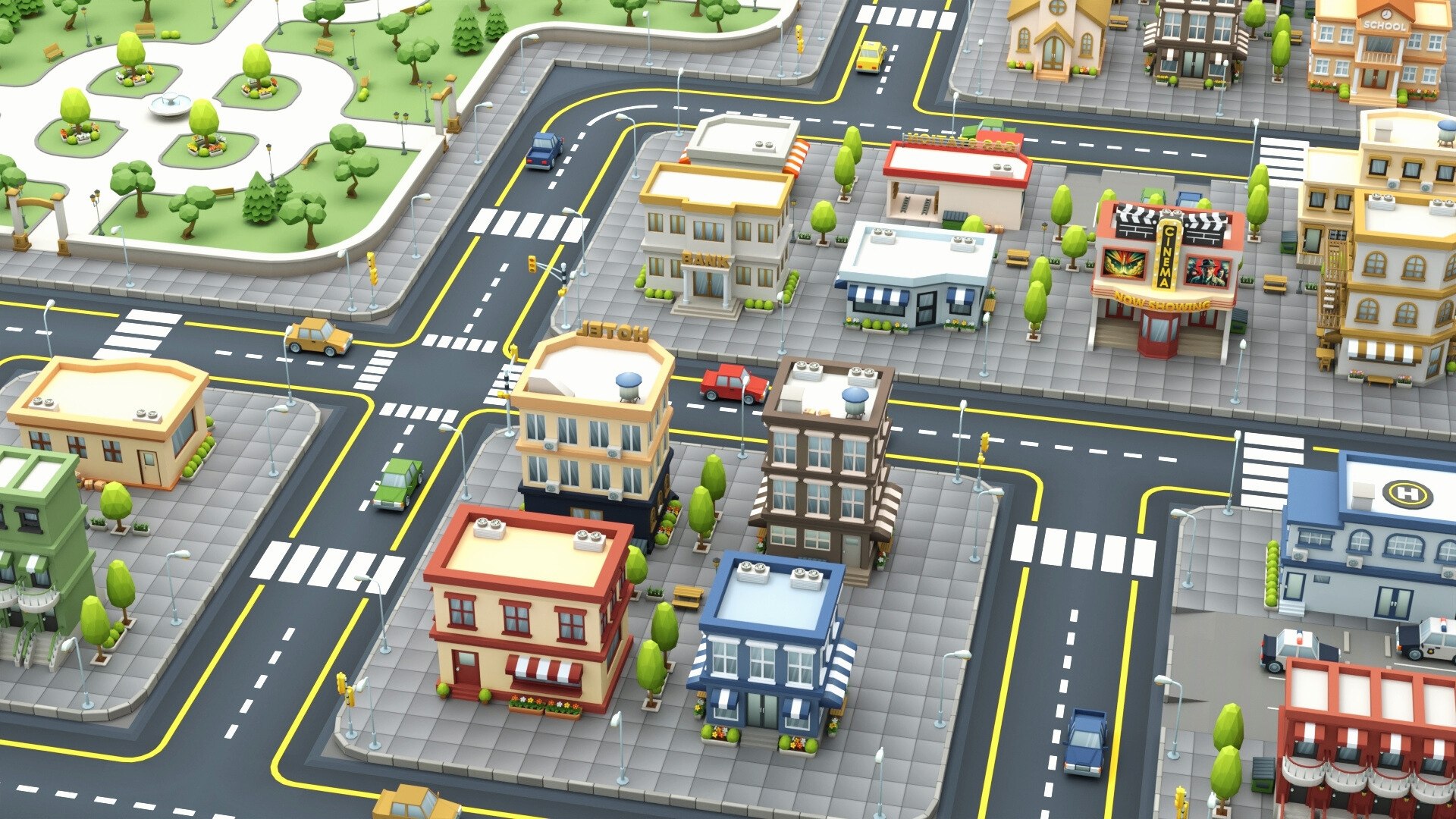 3D Cartoon Low Poly Modular City Pack - TurboSquid 2245580