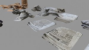 3D Paper Trash PBR Game Ready model