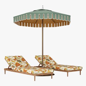 3D Sun Lounger and Modern Roman Valance Umbrella