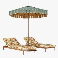 Sun Lounger and Modern Roman Valance Umbrella