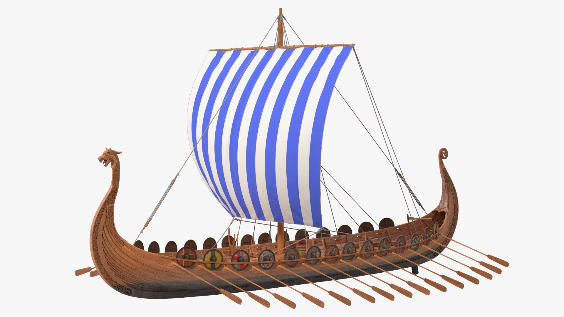 Viking Drakkar Sail Blue 3D model preview