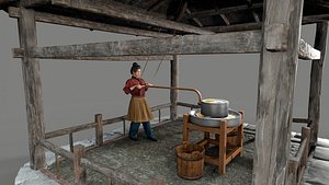 Ancient Chinese farmer 3D model