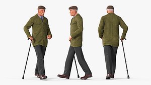 3D model Walking Old Man with Stick