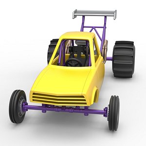 3D Diecast Dirt Dragster Version 2 Scale 1 to 25 model