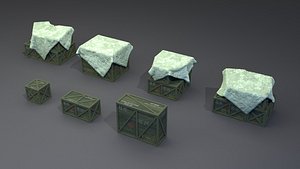 3D PBR Lowpoly Wooden Crate Game Ready