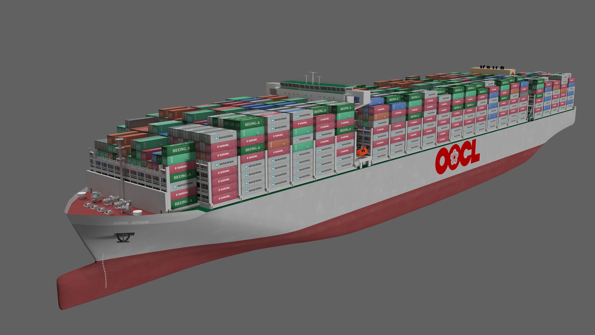 OOCL Spain Container Ship Lowpoly 3D Model - TurboSquid 2262470