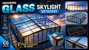 Architectural Glass Canopy Skylight Structure 3D Model 3D model