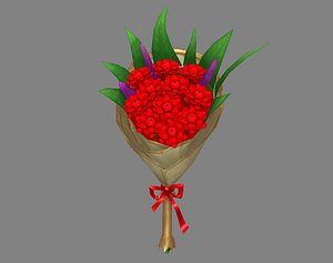 3D Cartoon red flower bouquet