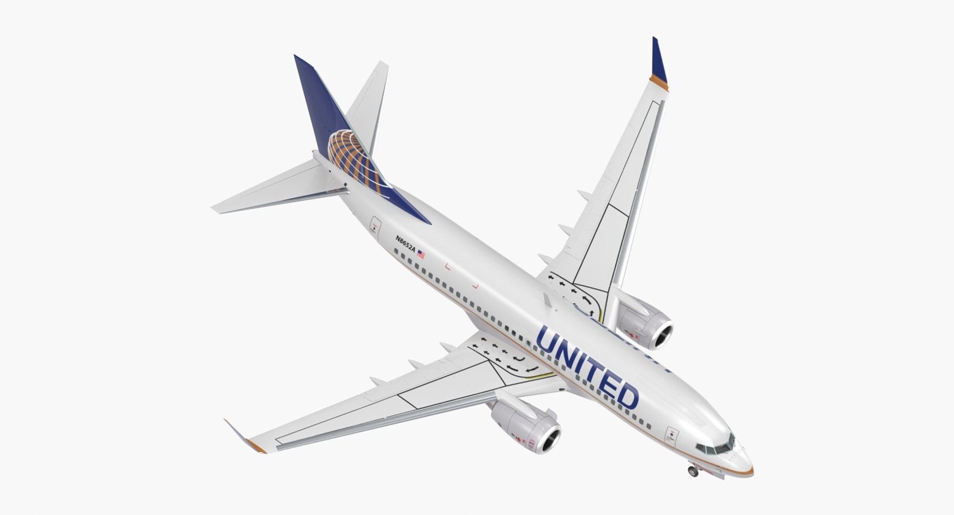 Boeing 737-700 United Airlines 3D Model preview