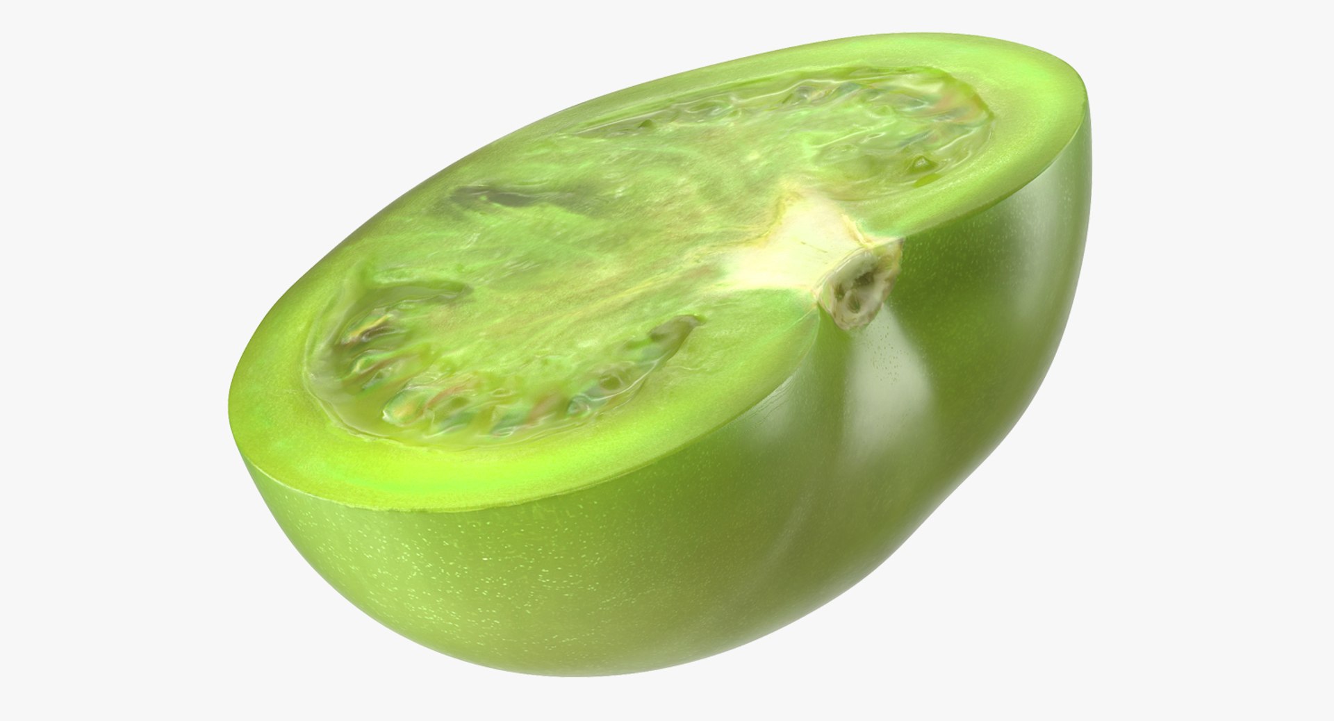 Cut Half Green Tomato 3D Model 3D model preview