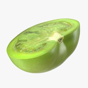 cut half green tomato model