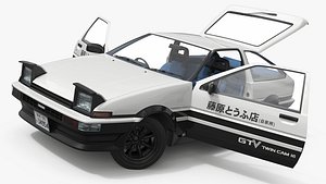 Toyota AE86 Trueno White Rigged for Maya 3D