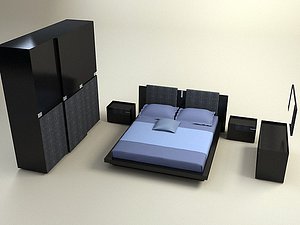 3d model diamond bedroom set bed