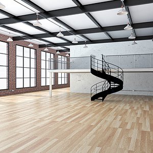 3D Industrial loft and office space 12