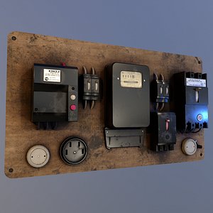 Vintage Soviet Electrical Panel with Electricity Meter